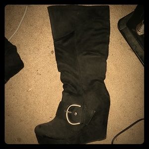 Knee high wedge boots